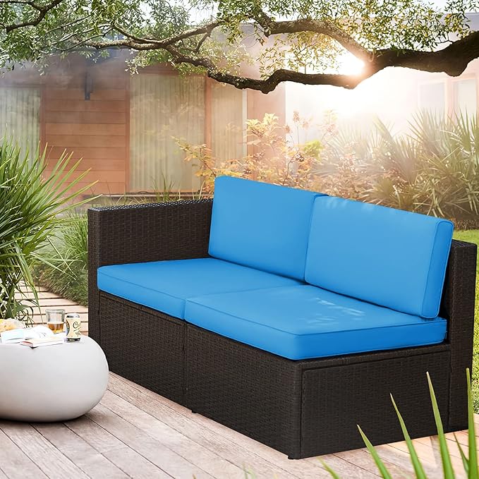 Devoko 2 Pieces Patio Furniture Sofa Sets Outdoor All Weather Sectional Corner - Image 6