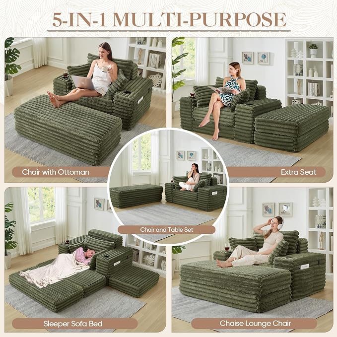 5-In-1 Oversized Chaise Lounge Chair Indoor - Image 5
