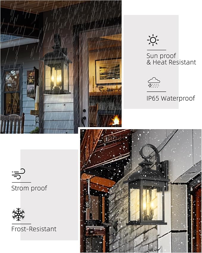 FEMILA 26" Outdoor Wall Light, Large Exterior Wall Light Fixtures, 3 Light - Image 5
