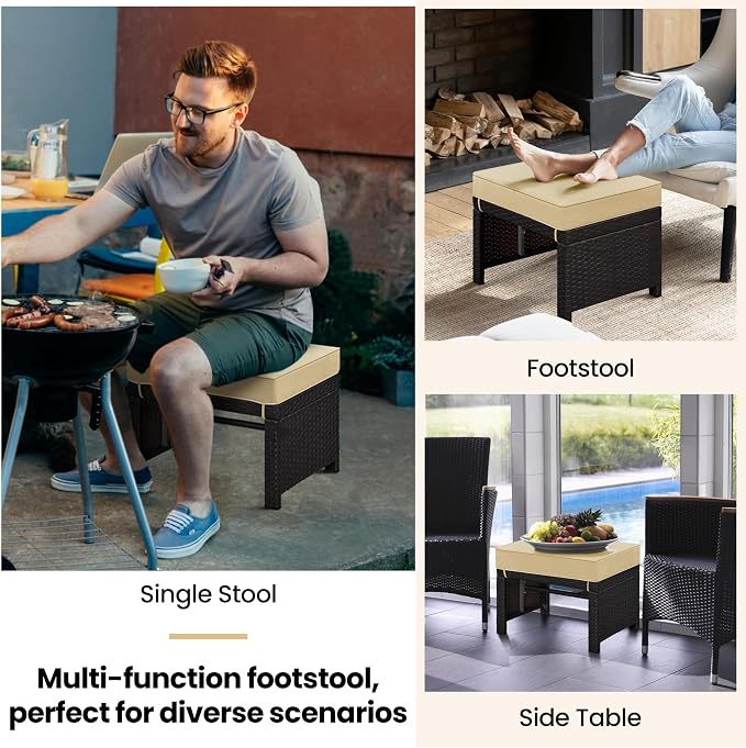 Yaheetech Wicker Ottomans - Image 6