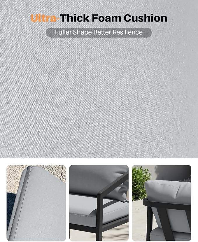 Patio Sofa Chairs Set of 2, Never-Rust Aluminum Outdoor Armchair - Image 6