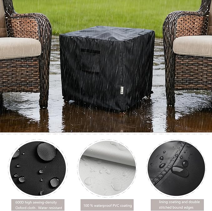 Patio Ottoman Cover, 25W x 25D x 18H inch, Waterproof Square Patio Small Side - Image 4