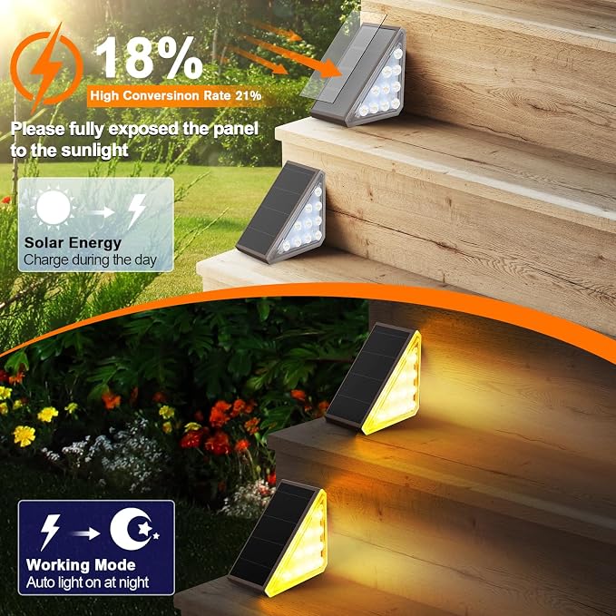 8 Pack Solar Stair Lights, Outdoor Step Lights - Image 2