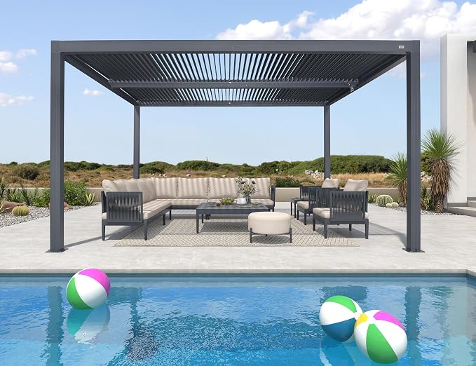 PURPLE LEAF Louvered Pergola 94AS 12' x 14' Outdoor Aluminum Pergola - Image 7