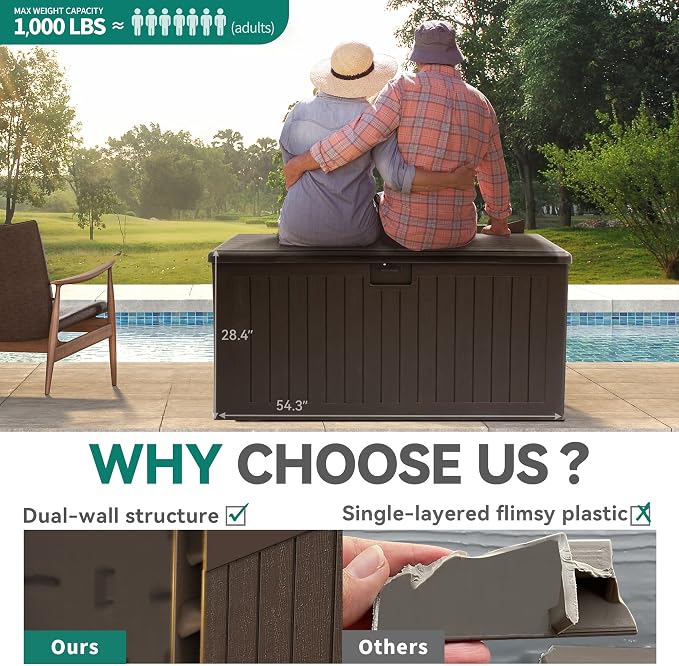 YITAHOME 150 Gallon Double-Wall Deck Box - Image 6