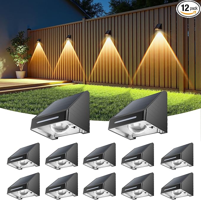 LETMY Solar Fence Lights Outdoor 12 Pack by Letmy