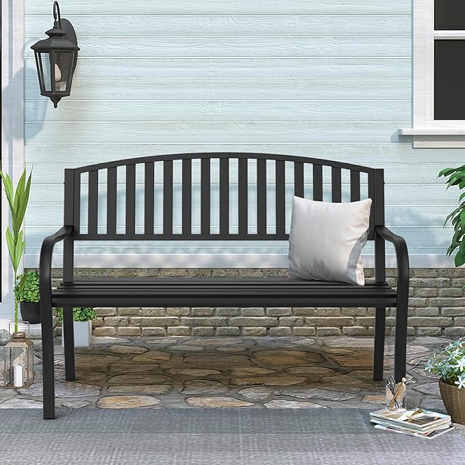 Outdoor Bench Garden Bench, Weatherproof Anti-Rust Heavy-Duty Outside Benches - Image 2
