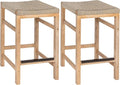 JONATHAN Y CSL1201A-SET2 Armand 25.6" Modern Coastal Backless Acacia Wood by JONATHANY