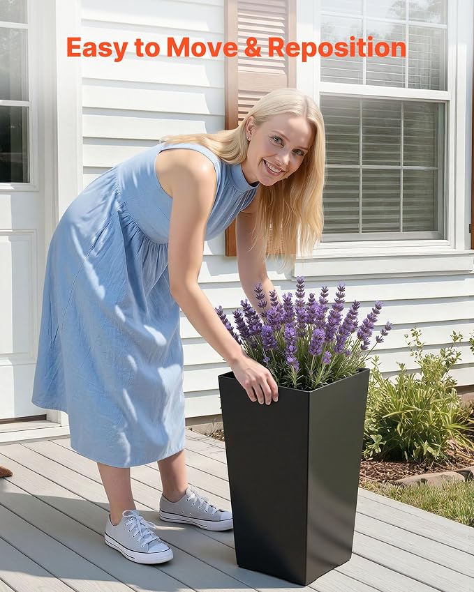 VEVOR Set of 2 Tall Planters for Outdoor Plants 22 inch, Modern Planters for - Image 4