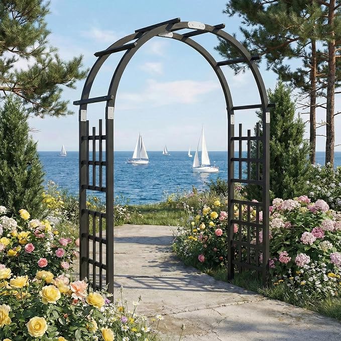 VINGLI Wooden Garden Arbor, Heavy Duty Outdoor Frame Trellis - Image 9
