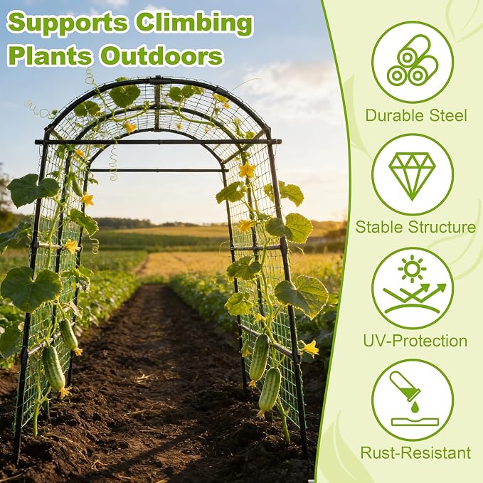 Miory Garden Arch Trellis for Climbing Plants Outdoor, Metal Plants Support - Image 6