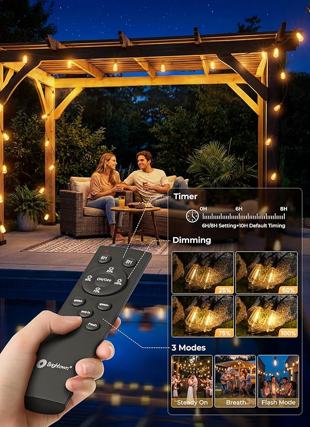 Brightown 58FT Solar String Lights Outdoor Waterproof, Patio Lights - Image 5