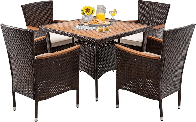 RoyalCraft 5 Piece Patio Wicker Dining Sets - Image 7