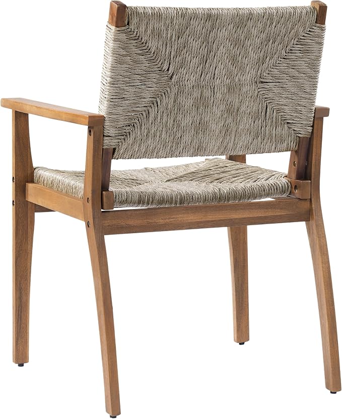 Merax 5-Piece Outdoor Dining Set, 47.24'' Round Acacia Wood Table & 4 Wicker - Image 7