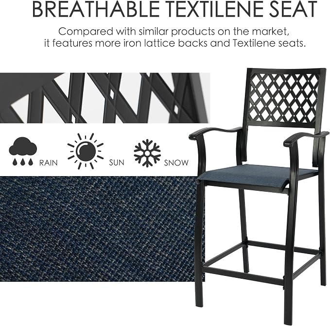 Kozyard Outdoor Bar Stools Set of 2, Patio Bar Chairs - Image 6