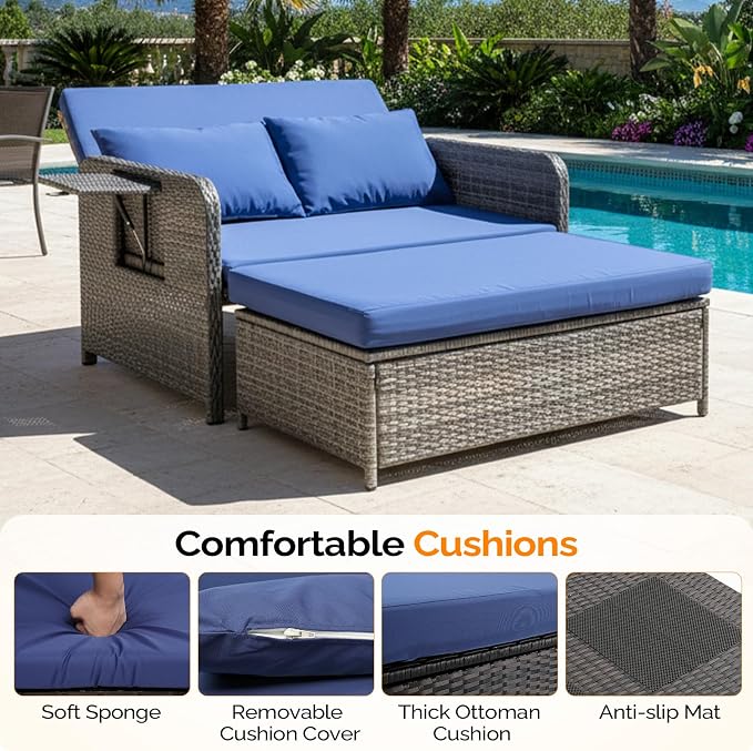 VINGLI Patio Daybed, Wicker Outdoor Daybed - Image 6