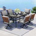 Grand patio 7-Piece Outdoor Dining Set, 6 Leather-Look Wicker Swivel Patio by GrandPatio