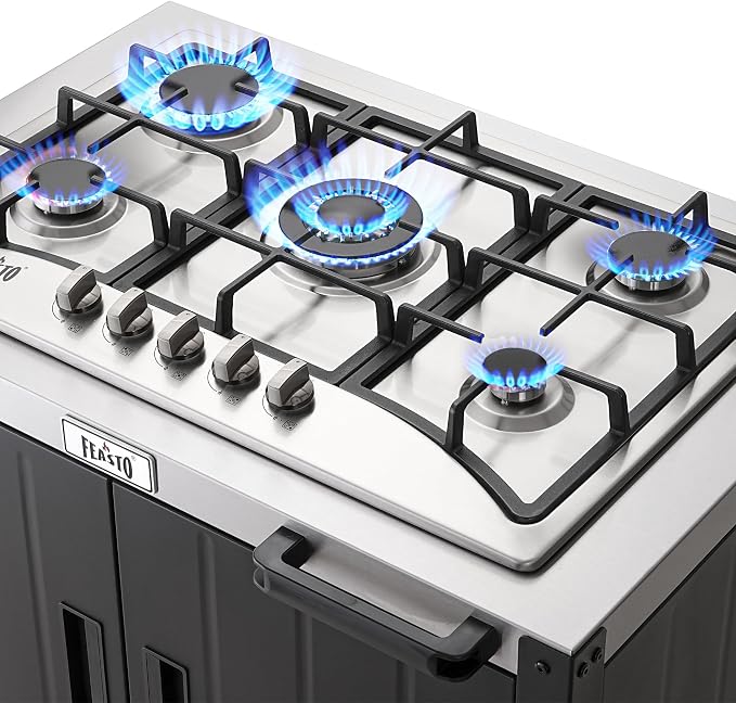 Gas Grill, Movable Outdoor Gas Stove Stainless Steel Top - Image 6