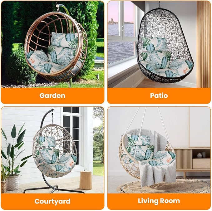 Egg Chair Cushion, Hanging Basket Hammock Seat Cushion, Thick Soft Egg Swing - Image 7
