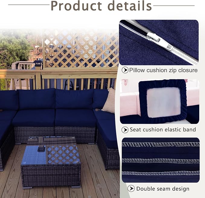 Sqodok Outdoor Cushion Covers 14Pcs Patio Cushion Slipcovers, Replacement - Image 6