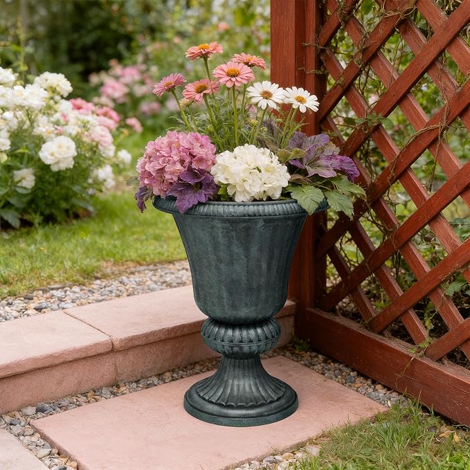 Athena Collection 20''H Garden Plastic Urn Vintage Tall Planter Urn Patio Large - Image 7