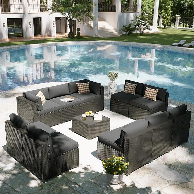 Aoxun Patio Furniture Set, 11 Piece Outdoor Sectional Sofas - Image 5
