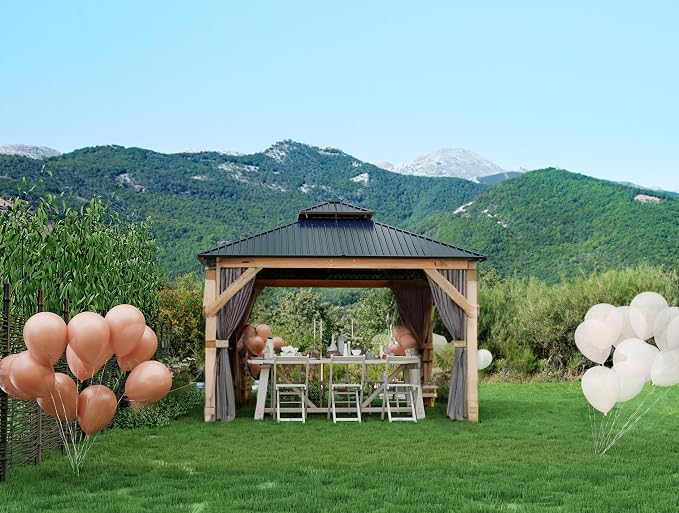 GarveeLife Hardtop Wood Gazebo 10 ft x10 ft by GarveeLife
