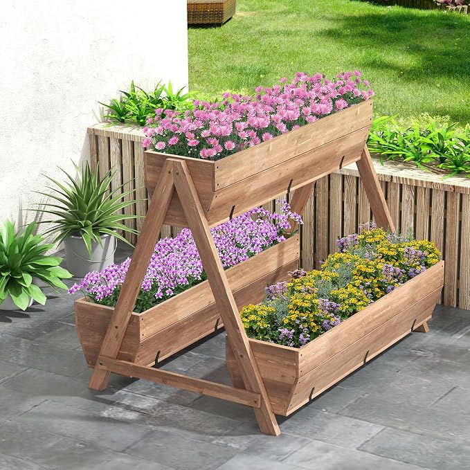 Giantex Vertical Raised Garden Bed, 3 Large Wood Planter Boxes - Image 3