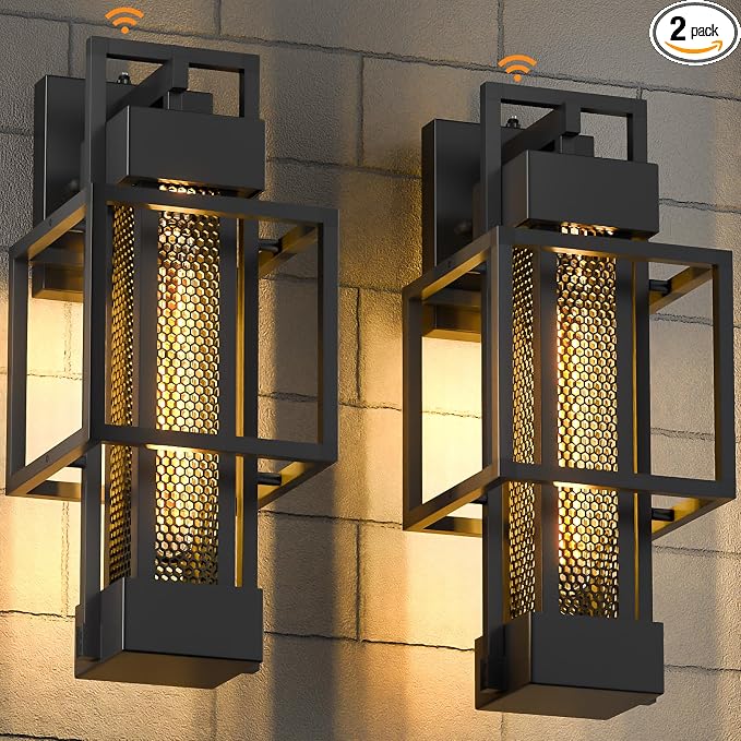 2 Pack Dusk to Dawn Outdoor Exterior Lighting Fixtures Wall Mount, Dimmable by Unknown