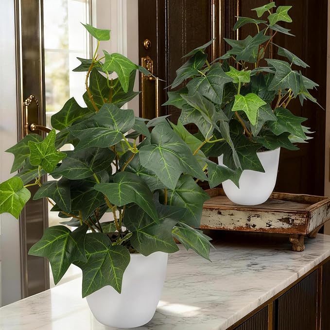 alyptus Fake English Ivy Plants in Pots Set of 2 – Realistic Artificial Ivy by ALYPTUS