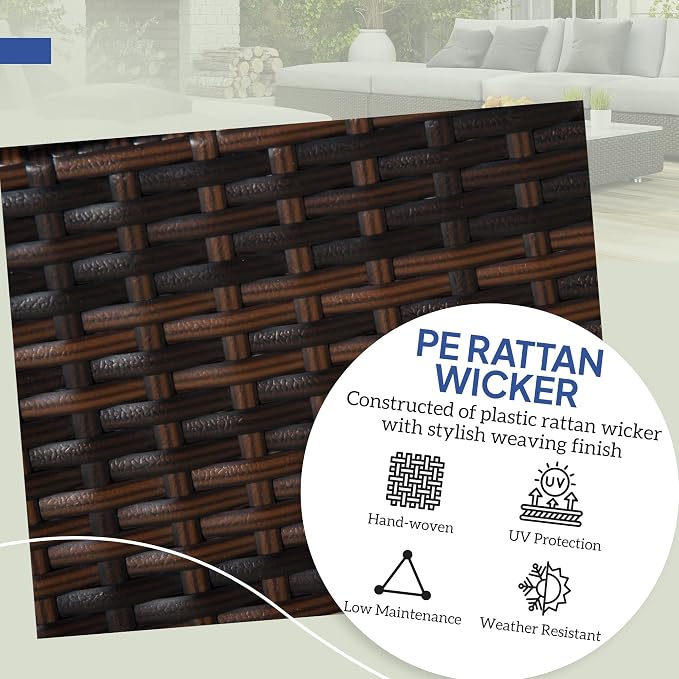 Outsunny 2 Pieces Outdoor Patio Ottomans, All Weather Wicker Outdoor Footstools - Image 4