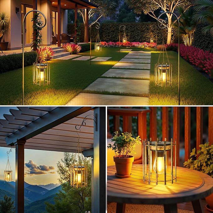 KOOPER Solar Lanterns Outdoor Waterproof, 4 Pack Bronze Upgraded Bright Hanging - Image 6