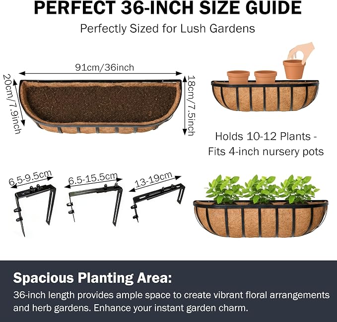36“ Window Box Railing Planter - Image 4