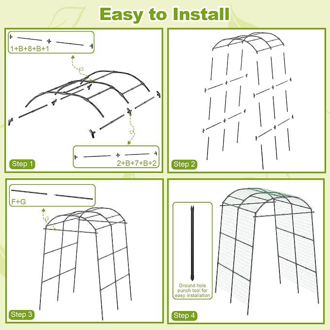 Miory Garden Arch Trellis for Climbing Plants Outdoor, Metal Plants Support - Image 4