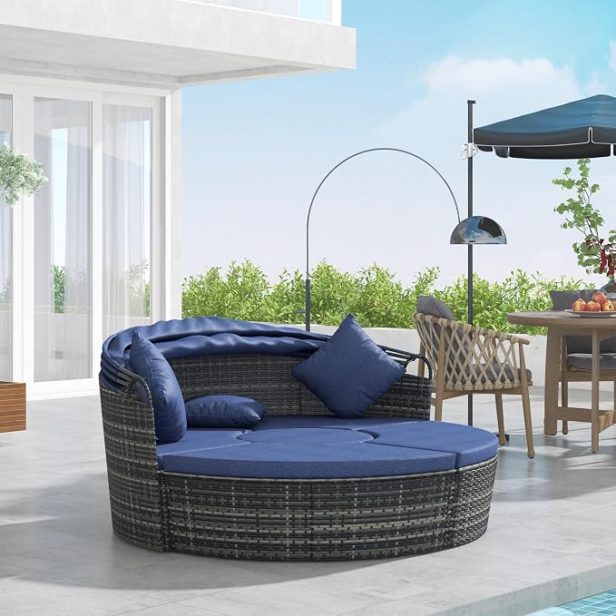 Outsunny 4-Piece Round Convertible Daybed - Image 2