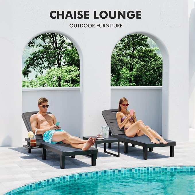 WACASA Outdoor Chaise Lounge Chairs Set of 4, Oversized Lounge Chairs - Image 3