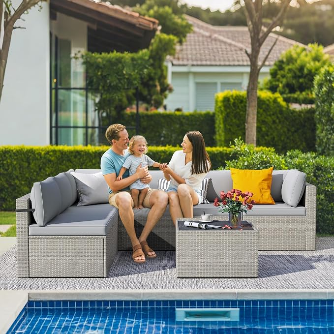 7-Piece Outdoor Sectional Sofa Set, Weather-Resistant Patio Furniture Set - Image 3
