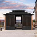 PURPLE LEAF 10' X 13' Patio Hardtop Gazebo Double Top Galvanized Steel Screen by PURPLELEAF