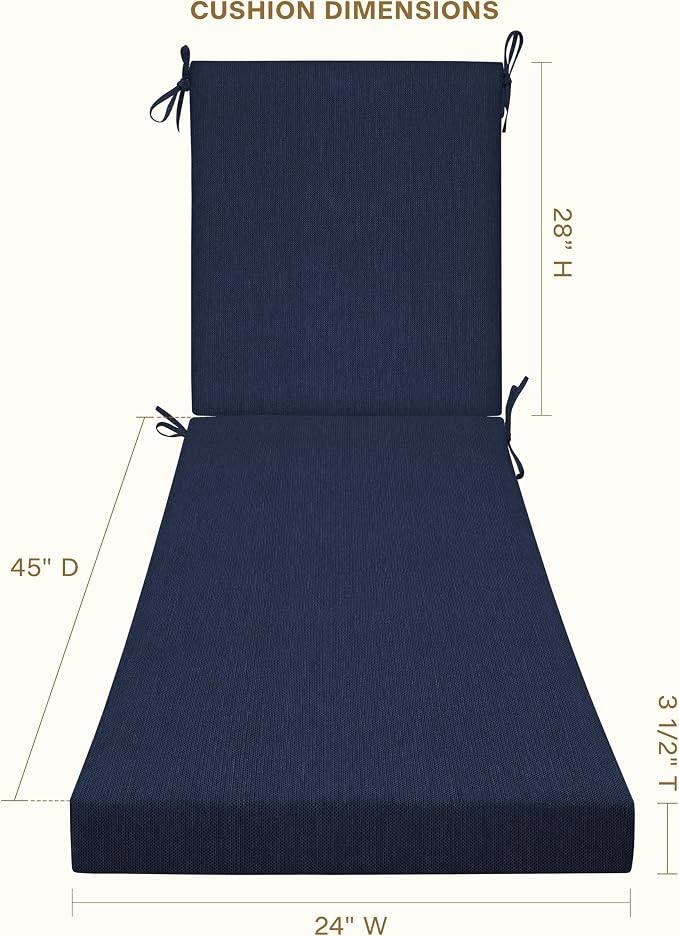Honeycomb Outdoor Heritage Chaise, 24 x 73, Textured Solid Indigo Blue Chair - Image 4
