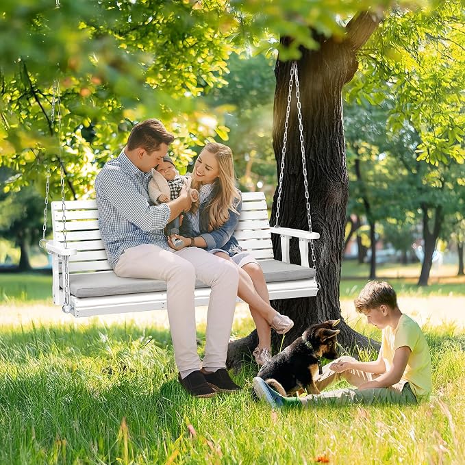 VINGLI Wooden Porch Swing, Heavy Duty 880 LBS Hanging Patio Bench - Image 6