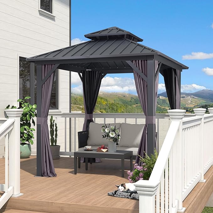 PURPLE LEAF 8' X 8' Outdoor Gazebo Aluminum Permanent Hardtop Gazebo - Image 2