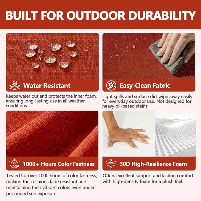 Goodgoods 24 x 28 Outdoor Patio Deep Seat Cushions 2-Pack, 1000+ Hours - Image 3