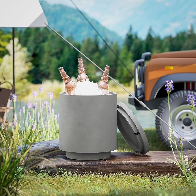 HOMCOM 2.6 Gal Outdoor Cooler Side Table, 3-in-1 Cool Coffee Table - Image 8
