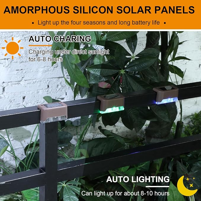 Geelin 32 Pcs Solar Deck Lights Outdoor, Waterproof LED Solar Step Fence Lights - Image 5