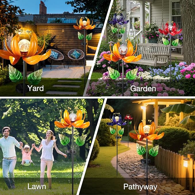 Outdoor Solar Lights Garden Decor, Wind Spinner Yard Decorations - Image 7