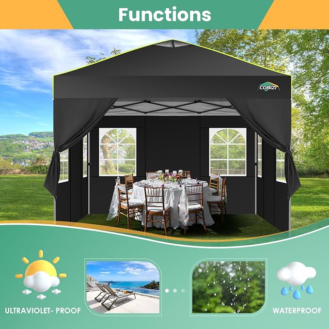 COBIZI 10x10 Pop Up Canopy Tent, Outdoor Party Tent - Image 5