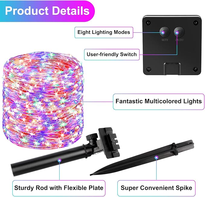 Brightever 4-Pack Solar String Lights Outdoor 288FT, Each 72FT 200 LED Solar - Image 3