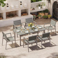 Aluminum Outdoor Dining Set for 6, Patio Table and Chairs Set by Oasbira