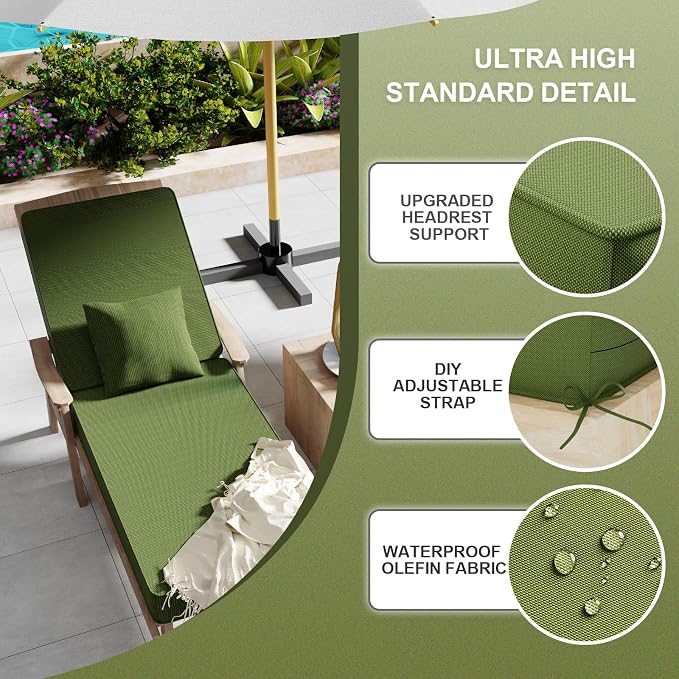 Outdoor Water-Resistant Olefin Chaise Lounge Cushions - Image 5