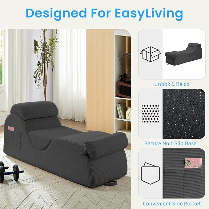 ijuicy 25" Wide Corduroy Yoga Chair, Yoga Lounge Chair - Image 7